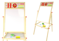 Medinė edukacinė 2in1 lenta: magnetinė + kreidinė su priedais