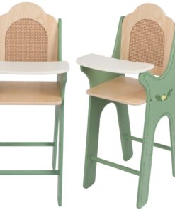Medinė lėlių maitinimo kėdutė „Vintage“ su pintu rataniniu atlošu