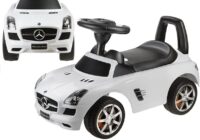 Mercedes-Benz SLS AMG White – vaikiška stumiama paspiriama mašinėlė (balta)
