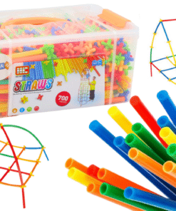 Spalvotos 3D šiaudelių konstruktorius vaikams 800 vnt