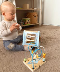 TOOKY TOY Medinė kosminė aktyvumo kubo dėžutė