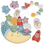 Tooky Toy puidust m&auml;ng "Magav Kuu" - tasakaalustamine ja n&ouml;&ouml;rimine &uuml;hes komplektis
