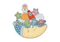 Tooky Toy medinis žaidimas „Miegantis mėnulis“ – balansavimas ir vėrimas viename rinkinyje