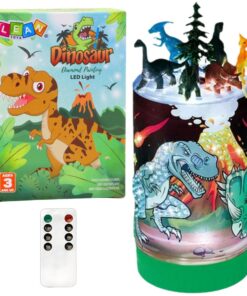 Vaikiška dinozauro deimantinės mozaikos LED naktinė lempa su pulteliu