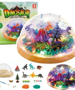 Vaikiška naktinė lempa – dinozaurų terariumas su melodijomis