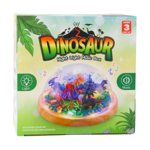 Vaikiška naktinė lempa – dinozaurų terariumas su melodijomis