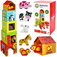 WOOPIE GREEN Dėlionė „Ūkis“ – Dėžutės su Gyvūnėliais