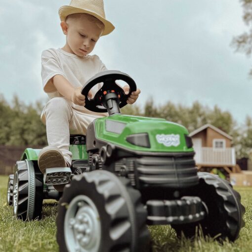 WOOPIE pedalinis traktorius Farmer GoTrac MAXI su priekaba – tylūs ratai