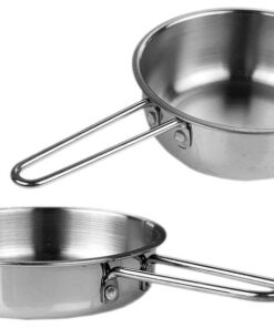 Daugiaelementis virtuvės reikmenų rinkinys vaikams – metaliniai indai ir mediniai įrankiai