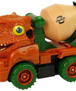 Dinozauras–betono maišytuvas su atsuktuvu – oranžinis