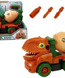 Dinozauras–betono maišytuvas su atsuktuvu – oranžinis