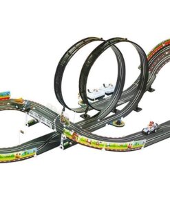 Elektrinė lenktynių trasa 452 cm su 2 automobiliais ir dvigubais kilpais