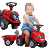 Falk Baby Case IH traktoriukas–stumdukas su priekaba