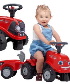 Falk Baby Case IH traktoriukas–stumdukas su priekaba