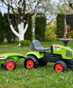 Falk Baby Claas Axos 310 traktoriukas–stumdukas su priekaba
