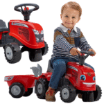 Falk Baby Massey Ferguson traktoriukas–stumdukas su priekaba