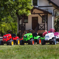 Falk Green Pedal X pedalinis traktorius su priekaba ir atsidarančiu kapotu
