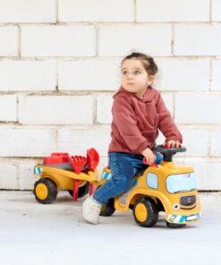 Falk JCB statybinis stumdomas sunkvežimis su priekaba ir smėlio įrankiais