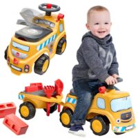 Falk JCB statybinis stumdomas sunkvežimis su priekaba ir smėlio įrankiais