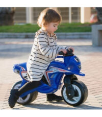 INJUSA mėlynas paspiriamas motociklas – stabilus ir saugus pirmasis vaiko motociklas