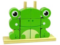 Kūrybinė medinė 3D varlės dėlionė – spalvoti blokeliai mažiesiems