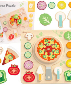Medinė dėlionė „Pizza Puzzle Board“ su ingredientais (22 vnt.)