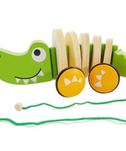 Medinis krokodilas ant ratukų 18 cm