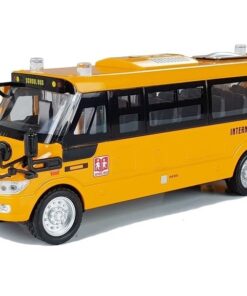 Metalinis mokyklinis autobusas su trinties pavara – „Die-Cast“ modelis su šviesomis ir garsais
