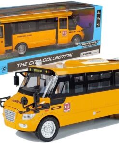 Metalinis mokyklinis autobusas su trinties pavara – „Die-Cast“ modelis su šviesomis ir garsais