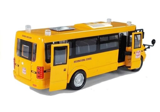 Metalinis mokyklinis autobusas su trinties pavara – „Die-Cast“ modelis su šviesomis ir garsais