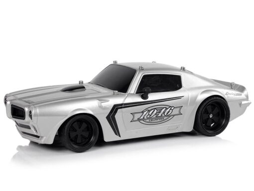 Nuotoliniu būdu valdomas sportinis automobilis 1:18 – sidabrinis lenktyninis modelis „Champion Pilot“