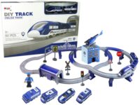 Policijos miesto traukinio rinkinys su bėgiais ir 5 transporto priemonėmis