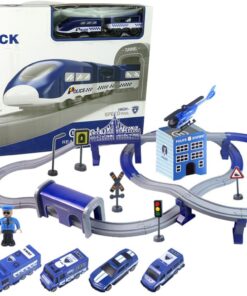 Policijos miesto traukinio rinkinys su bėgiais ir 5 transporto priemonėmis