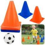 Rinkinys treniruotėms skirtų kūgelių su kamuoliu (mėlyni–oranžiniai)