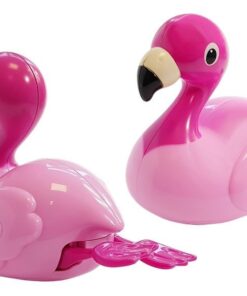 Rožinis maudynių flamingas – plūduriuoja ant vandens ir judina kojeles