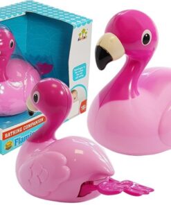 Rožinis maudynių flamingas – plūduriuoja ant vandens ir judina kojeles