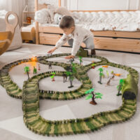 WOOPIE XXL dinozaurų lenktynių trasa – 240 detalių rinkinys