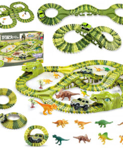 WOOPIE XXL dinozaurų lenktynių trasa – 240 detalių rinkinys