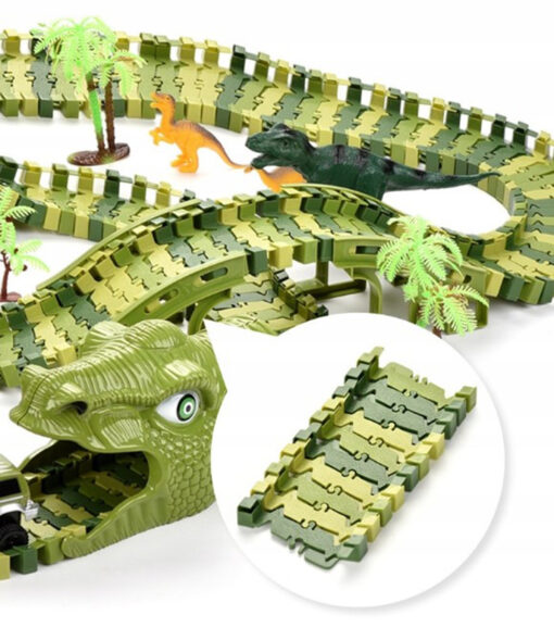 WOOPIE XXL dinozaurų lenktynių trasa – 240 detalių rinkinys