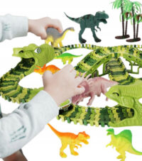 WOOPIE XXL dinozaurų lenktynių trasa – 240 detalių rinkinys