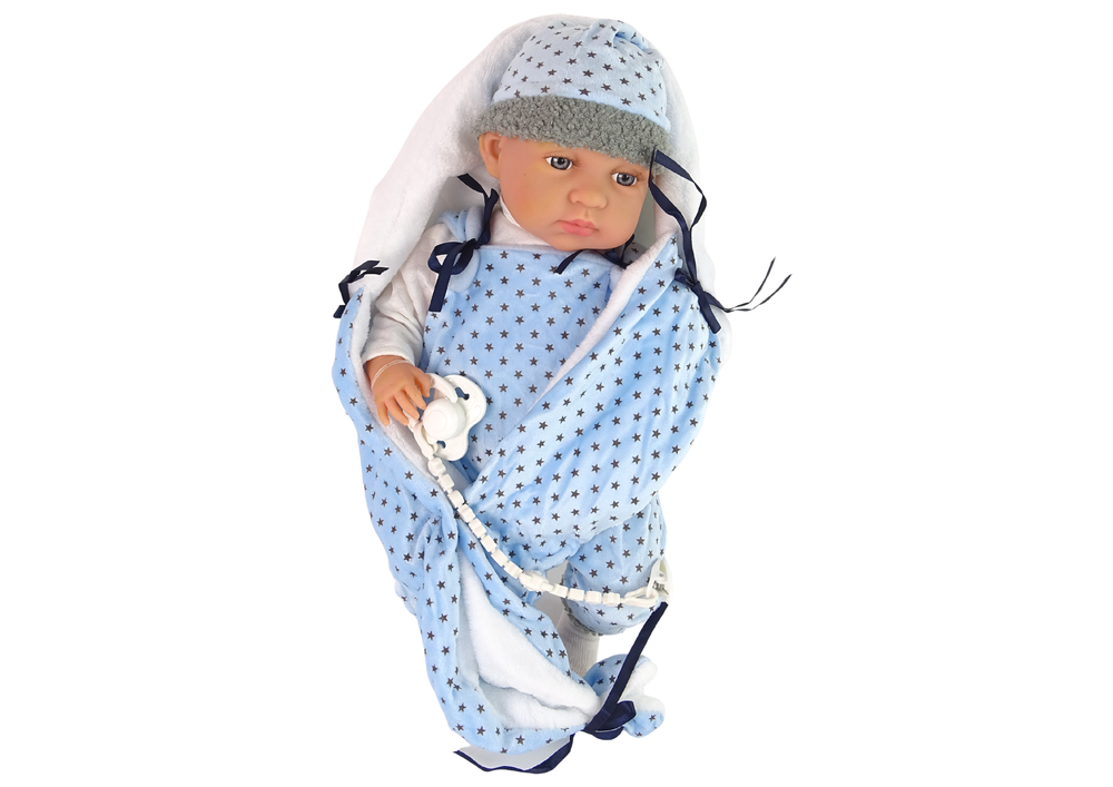 Sweet Baby nukk sinise luti ja t&auml;htedega tekiga, 46 cm