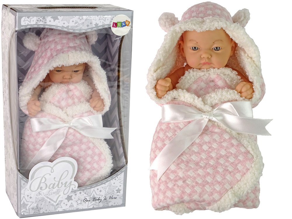 Sweet Baby beanie-nukk roosa kookoni ja paelaga &ndash; 24 cm