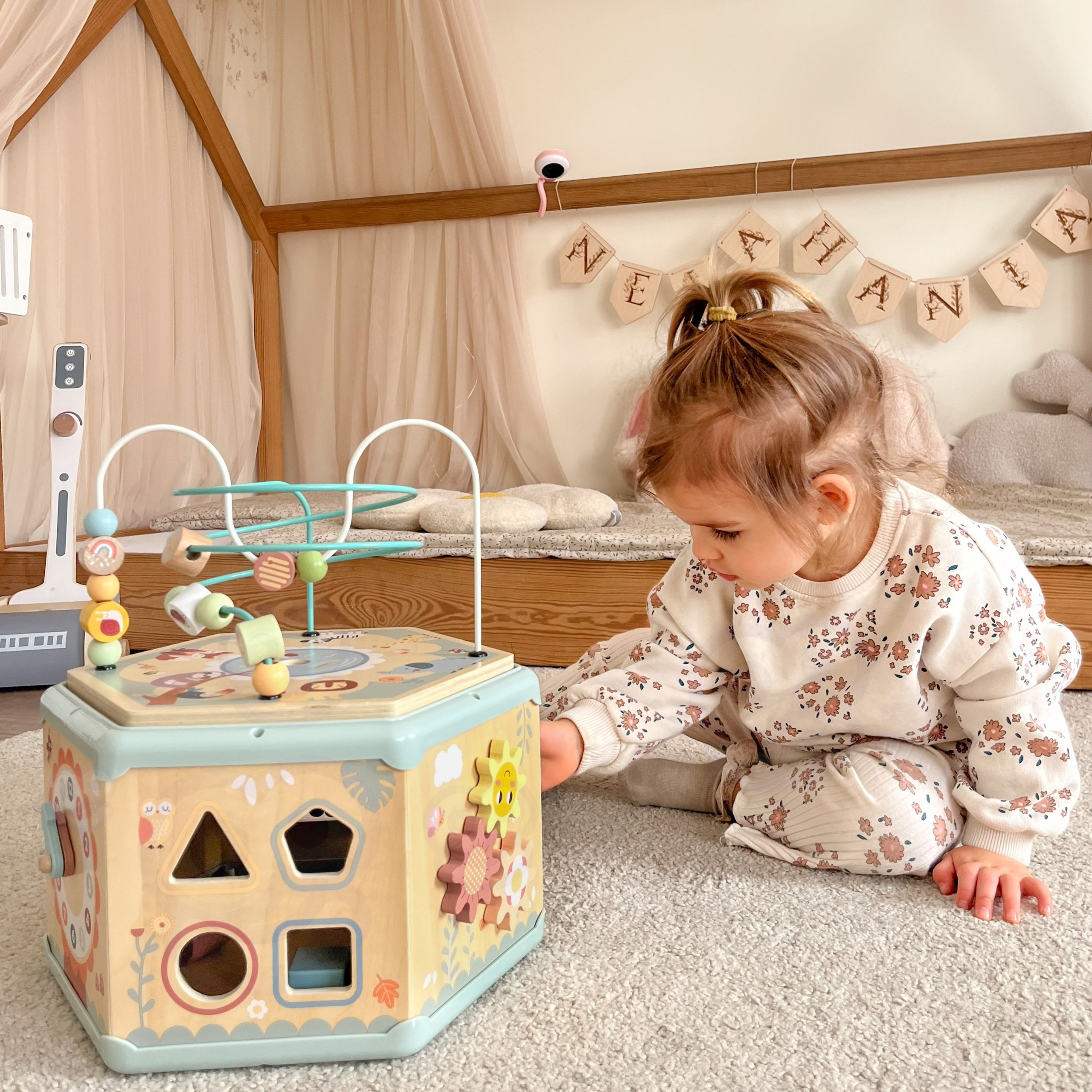 TOOKY TOY interaktiivne puidust Montessori kuusnurkne avatav karp
