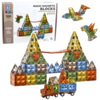 100 dalių magnetinis konstruktorius – kūrybinės 2D ir 3D figūros