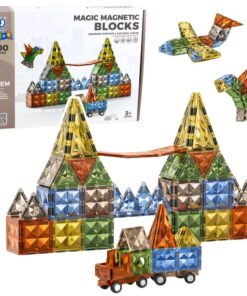100 dalių magnetinis konstruktorius – kūrybinės 2D ir 3D figūros
