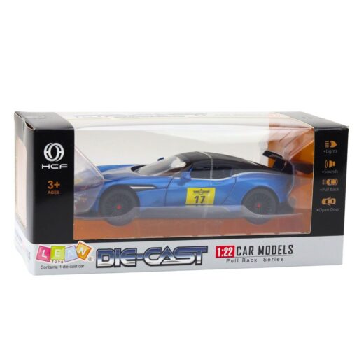 1:22 metalinis sportinis automobilis mėlynas