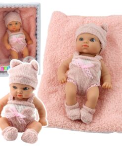 18 cm kūdikio lėlytė su antklode – rožinis komplektas