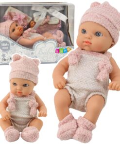 18 cm kūdikio lėlytė su smėlio spalvos bodžiuku ir rožiniais akcentais