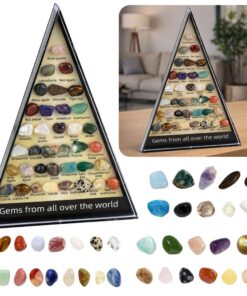 36 natūralių mineralų ir akmenų kolekcija edukaciniame dėkle