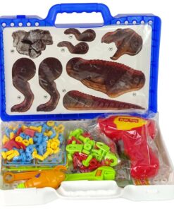 3D dinozaurų konstruktorius su įrankiais